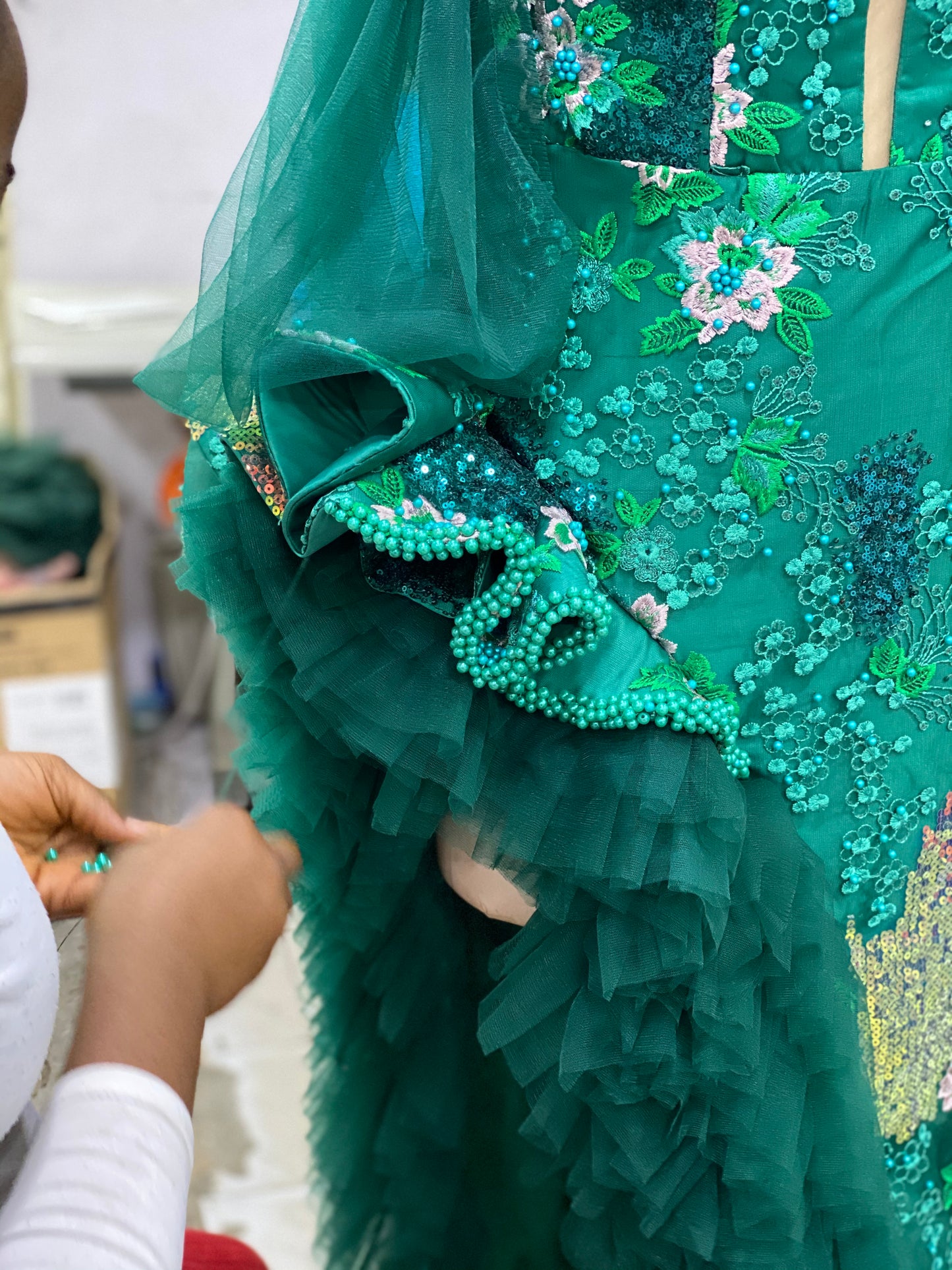 Emerald Bloom Bespoke Gown