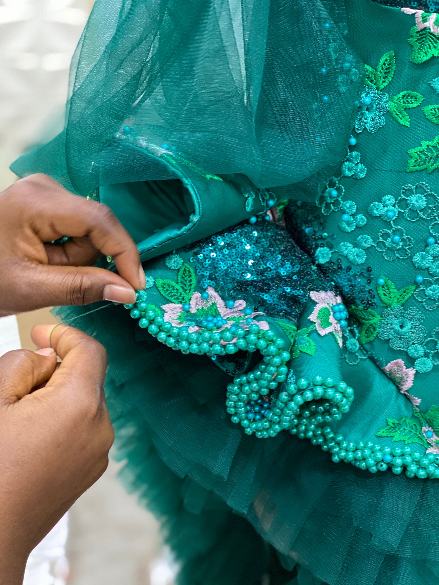 Emerald Bloom Bespoke Gown