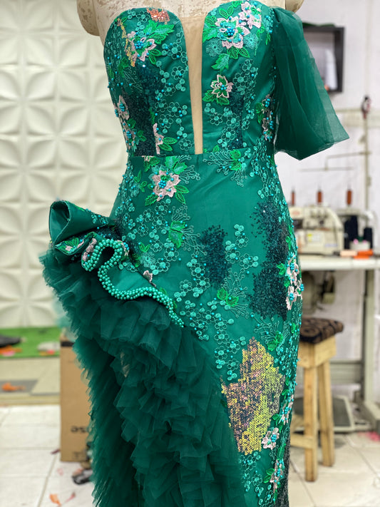 Emerald Bloom Bespoke Gown