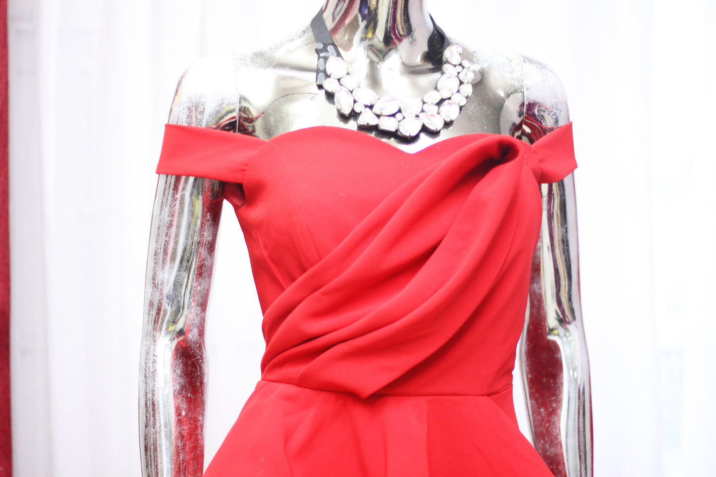 Red Peplum Evening Gown